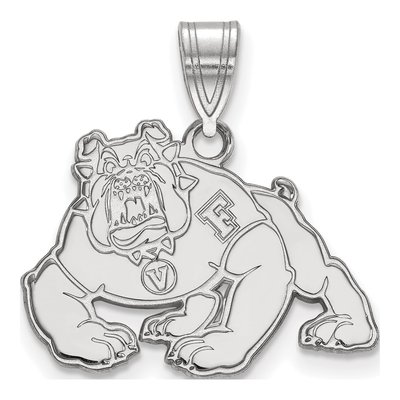 California State University Fresno 10K White Gold Bulldog Medium Pendant