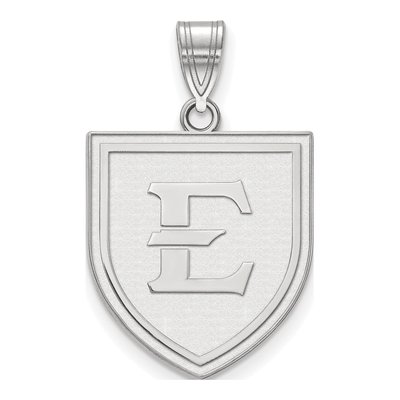 East Tennessee State University 10K White Gold Shield Large Letter E Pendant