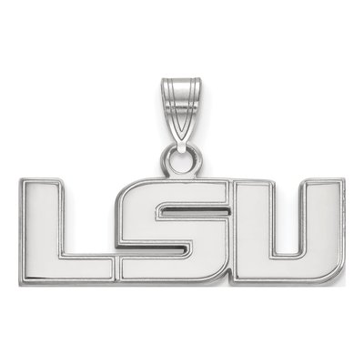 Louisiana State University 10K White Gold L-S-U Small Pendant