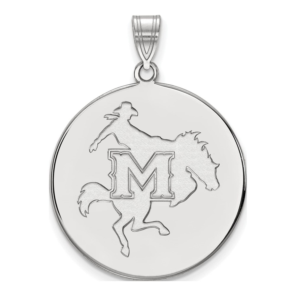 McNeese State University 10K White Gold Extra Large Disc Pendant