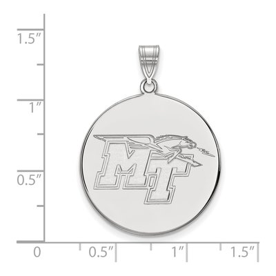 Middle Tennessee State University 10K White Gold M-T Extra Large Disc Pendant – view 2