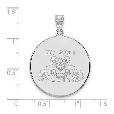 North Carolina A&T State University 10K White Gold Aggies Extra Large Disc Pendant – view 2