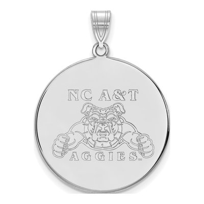 North Carolina A&T State University 10K White Gold Aggies Extra Large Disc Pendant
