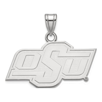 Oklahoma State University 10K White Gold Small O-S-U Pendant