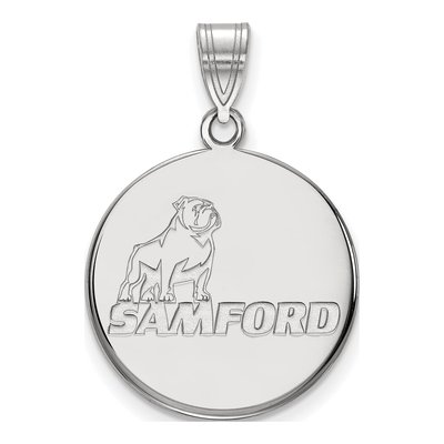 Samford University 10K White Gold Large Disc Pendant