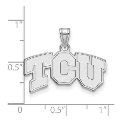 Texas Christian University 10K White Gold T-C-U Small Pendant – view 2