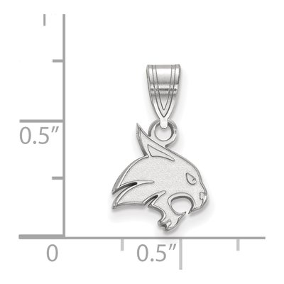 Texas State University 10K White Gold Textured Bobcat Small Pendant – view 2