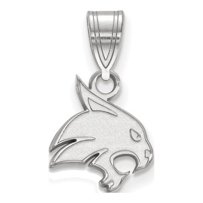 Texas State University 10K White Gold Textured Bobcat Small Pendant