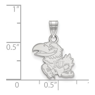University of Kansas 10K White Gold Jayhawk Small Pendant – view 2