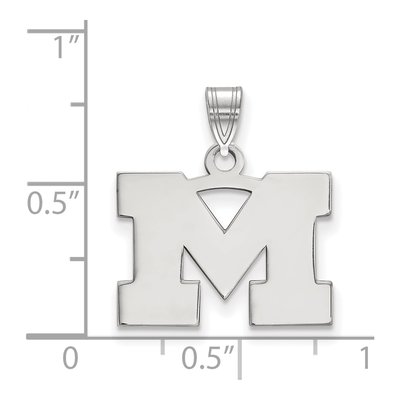 University of Michigan 10K White Gold Small Letter M Pendant – view 2