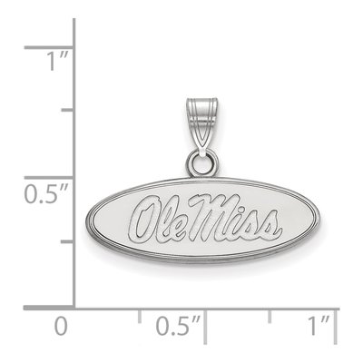University of Mississippi 10K White Gold Ole Miss Small Oval Pendant – view 2