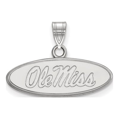 University of Mississippi 10K White Gold Ole Miss Small Oval Pendant