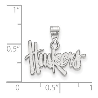 University of Nebraska 10K White Gold Huskers Small Pendant – view 2