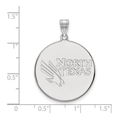 University of North Texas 10K White Gold UNT Mean Green Extra Large Disc Pendant – view 2
