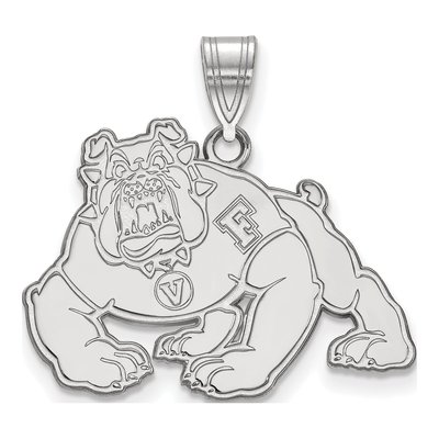 California State University Fresno 10K White Gold Bulldog Large Pendant