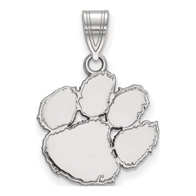 Clemson University 10K White Gold Tiger Paw Medium Pendant