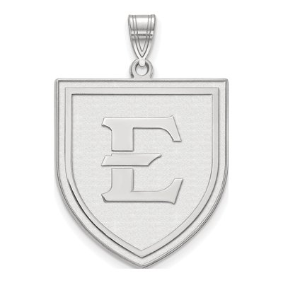 East Tennessee State University 10K White Gold Shield Extra Large Letter E Pendant