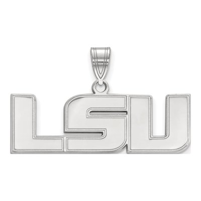 Louisiana State University 10K White Gold L-S-U Medium Pendant