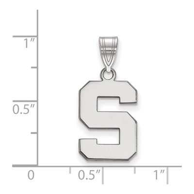 Michigan State University 10K White Gold Medium Letter S Pendant – view 2