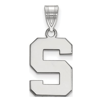 Michigan State University 10K White Gold Medium Letter S Pendant