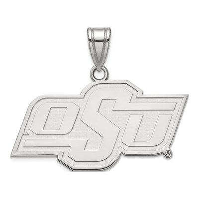 Oklahoma State University 10K White Gold O-S-U Medium Pendant