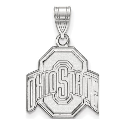 Ohio State University 10K White Gold Medium Pendant