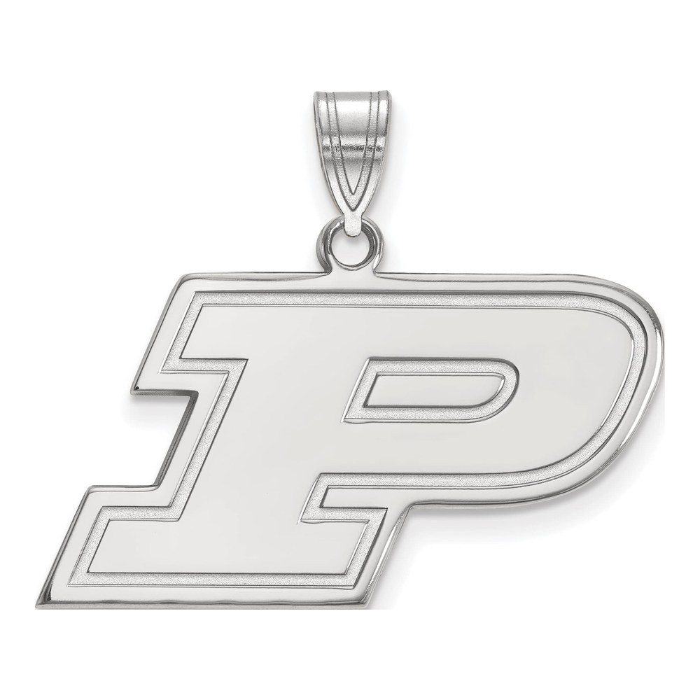 Purdue University 10K White Gold Medium Letter P Pendant