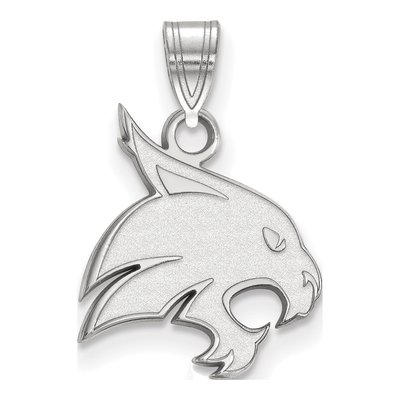Texas State University 10K White Gold Bobcat Medium Pendant