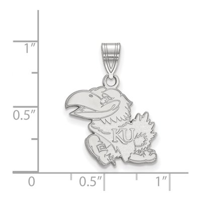 University of Kansas 10K White Gold Jayhawk Medium Pendant – view 2