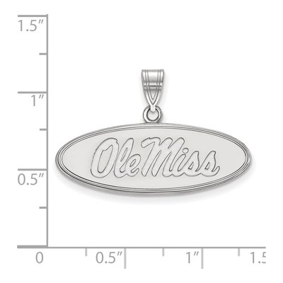 University of Mississippi 10K White Gold Ole Miss Medium Oval Pendant – view 2