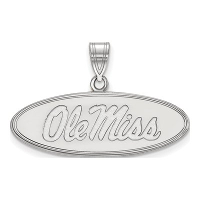 University of Mississippi 10K White Gold Ole Miss Medium Oval Pendant