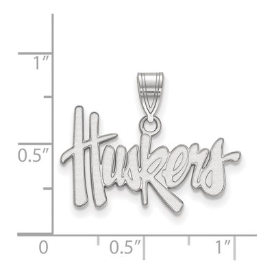 University of Nebraska 10K White Gold Huskers Medium Pendant – view 2