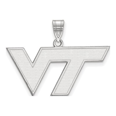 Virginia Tech 10K White Gold V-T Medium Pendant