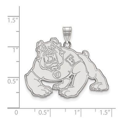 California State University Fresno 10K White Gold Bulldog Extra Large Pendant – view 2
