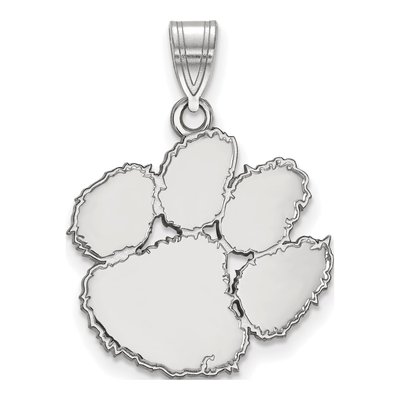 Clemson University 10K White Gold Tiger Paw Large Pendant