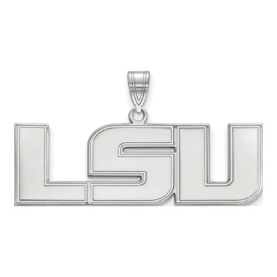 Louisiana State University 10K White Gold L-S-U Large Pendant