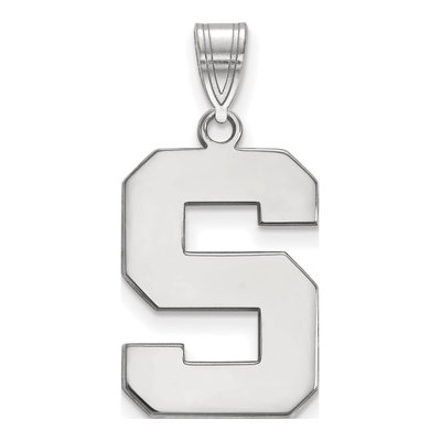 Michigan State University 10K White Gold Large Letter S Pendant
