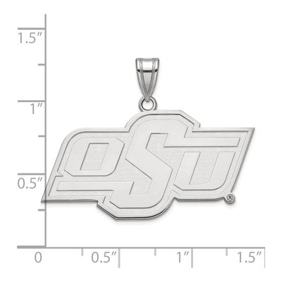 Oklahoma State University 10K White Gold O-S-U Large Pendant – view 3