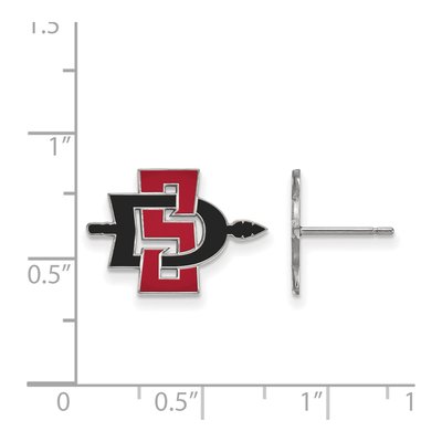 San Diego State University 10K White Gold San Aztecs Enamel Stud Earrings – view 2