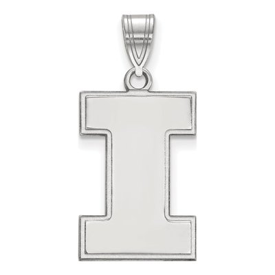University of Illinois 10K White Gold Letter I Large Pendant