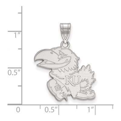 University of Kansas 10K White Gold Jayhawk Large Pendant – view 2