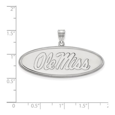 University of Mississippi 10K White Gold Ole Miss Large Oval Pendant – view 2