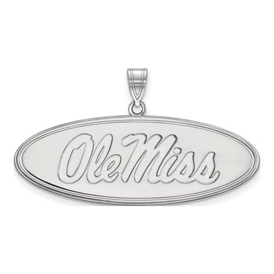 University of Mississippi 10K White Gold Ole Miss Large Oval Pendant
