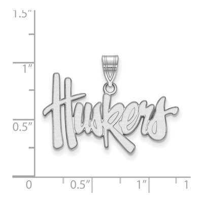 University of Nebraska 10K White Gold Huskers Large Pendant – view 2