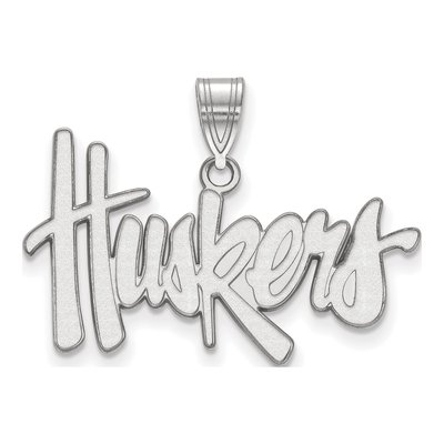 University of Nebraska 10K White Gold Huskers Large Pendant