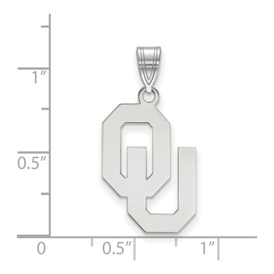 University of Oklahoma 10K White Gold O-U Large Pendant – view 2