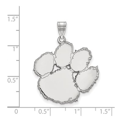 Clemson University 10K White Gold Tiger Paw Extra Large Pendant – view 2