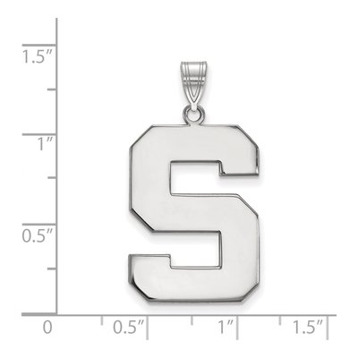 Michigan State University 10K White Gold Extra Large Letter S Pendant – view 2