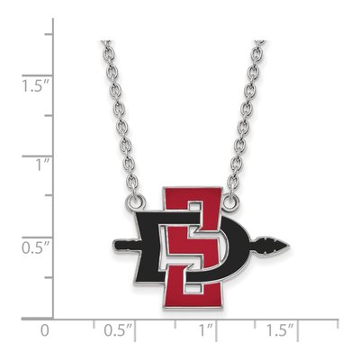 San Diego State University 10K White Gold Large Enameled Necklace – view 2
