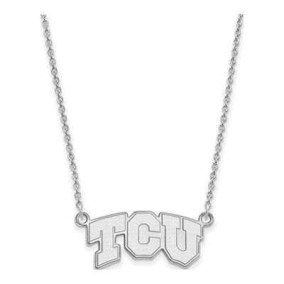 Texas Christian University 10K White Gold T-C-U Small Necklace – view 2